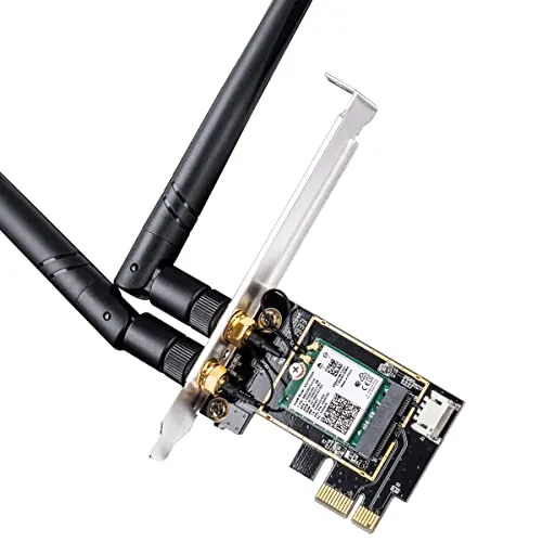 Cudy Adaptador PCI-E AX3000 con Wi-Fi 6 y Bluetooth 5.2, WE3000 | AX3000 Wi-Fi 6 de doble banda, BT 5.2, Intel AX200, 2402 574 Mbps, OFDMA, MU-MIMO, PCI-E x1, 2 antenas, WPA3, Windows 10/11