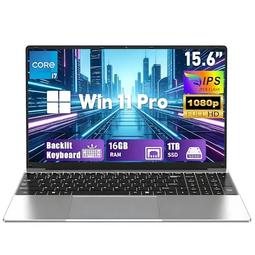 FUNYET Ordenador Portátil,2026 Nuevo Portátil da 15,6 pollici,16 GB di RAM, SSD da 1 TB,Core i7-7600U Laptop PC,IPS FHD 1920 * 1080 Notebook,5000 mAh,Tastiera retroilluminata