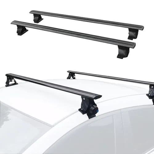 Barras de Techo para Coche sin Rieles. Baca Portaequipajes para Viajes. Ajuste Integrados al Techo del Coche. Barra Portátil para Transportar.