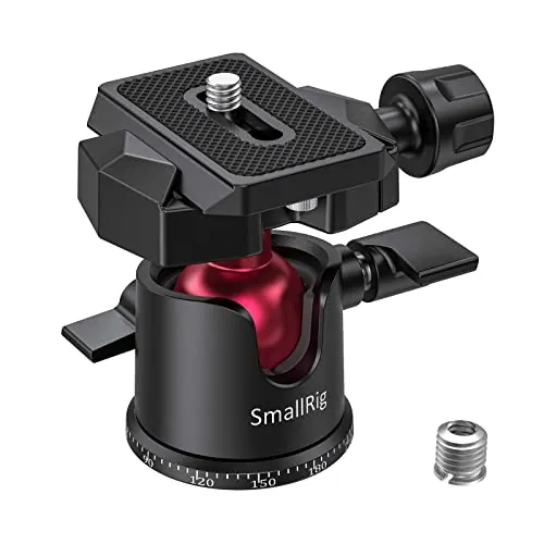 SMALLRIG Mini Rótula de Bola Ball Head Giratoria de 360° con Placa de Liberación Rápida y Tornillo de 1/4 de Pulgada para Trípode, Monopié, Cámaras, Carga Máxima de 4,4 LB/2 kg - BUT2665