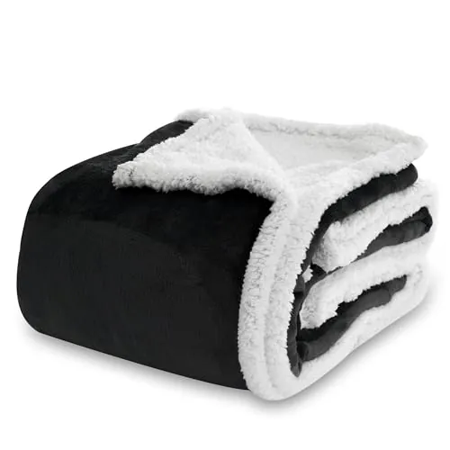 Winthome Manta Gruesa Cálida, Doble Capa Sherpa (Negro, 130x170cm)