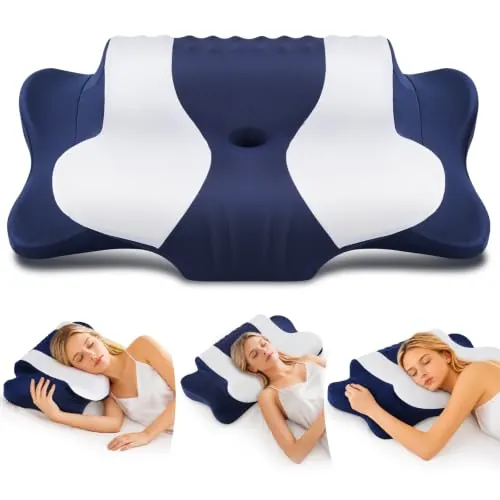 DONAMA Almohada Cervicales y Cuello Memory Foam Mariposa Dormir 2 Alturas