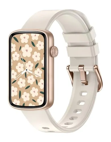 SHANG WING Reloj Inteligente para Mujer con Oxímetro, IP68 Impermeable, DIY Esfera, Monitor Sueño, Podómetro, Pulsómetro, Smartwatch para Android iOS (Beige)