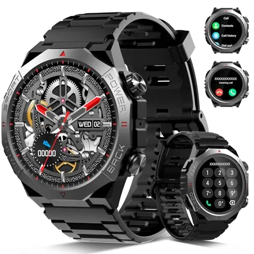 Reloj inteligente hombre mujer, Militar Smartwatch, 1,39 HD pantalla, Negro