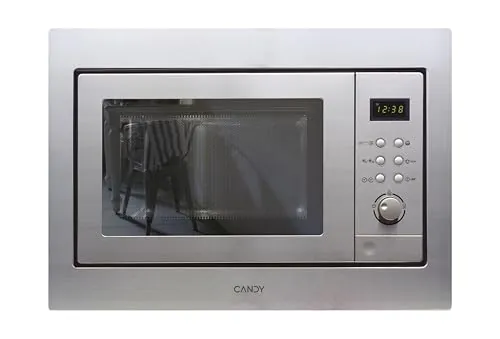 Candy MIC201EX, Microondas integrable con grill, 20L, Digital, Con marco, 8 programas automáticos, Plato giratorio 24,5cm, Descongelación tiempo y peso, 800W/1000W, Acero inoxidable antihuellas