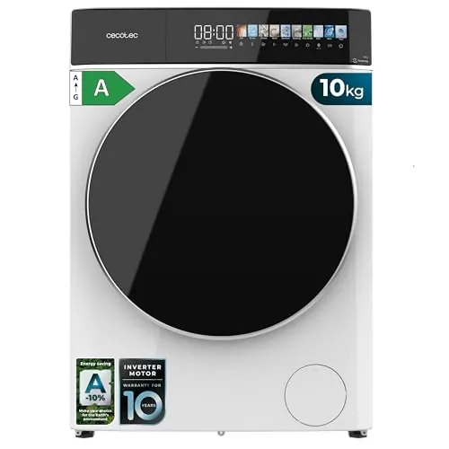 Cecotec Lavadora 10 Kg Carga Frontal Bolero DressCode 10900 Inverter FullColor A. 1400RPM, Bajo Consumo, Pantalla FullColor 10,3", 11 Programas, Motor Inverter Plus, Vapor, Goma Antibacteriana