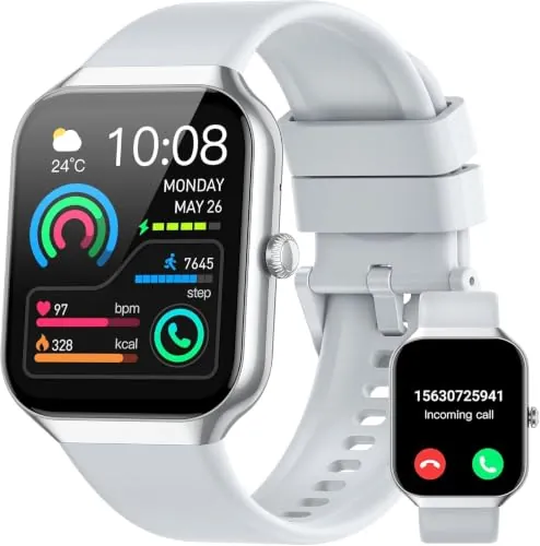 Reloj Inteligente Mujer Hombre, 1.96" Smartwatch con Llamada Bluetooth, Pulsómetro/Monitor de Sueño/Podómetro, 113+ Modos Deportivos, Pulsera de Actividad Impermeable IP68 para Android iOS Beige