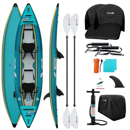 Abahub Kayak Hinchable 420cm para 2 Persona 2 Lugar 420x89x23cm Azul