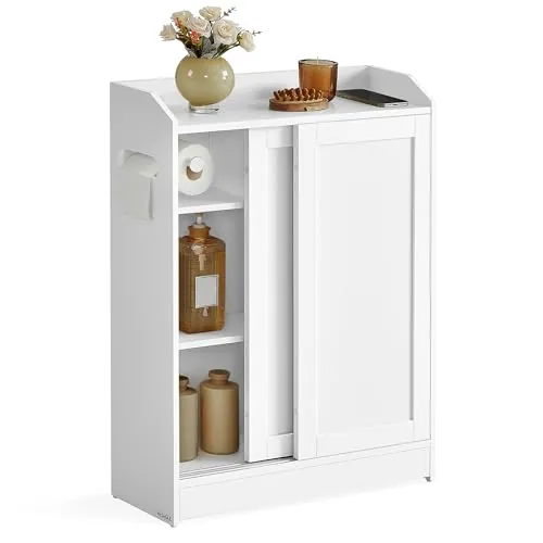 VASAGLE Armario de Baño, Puertas Correderas, 60 x 20 x 80 cm