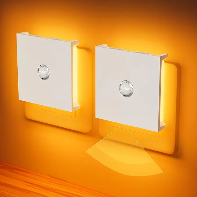 Feliigo Luz Nocturna con Sensor de Movimiento, 2 Piezas Luz Nocturna Infantil Enchufe Regulable con 3 Modos, Brillo Ajustables para Habitación de Niños, Baño, Pasillo, Cocina, Escaleras