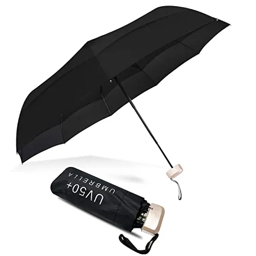 Vinmooog Paraguas Plegable hombre paraguas plegable mujer Compacto,Ultraligero Doble Cubierta Mini Paraguas Plegable de Goma Sombrillas Soleado Viajes Impermeable A Prueba De Viento