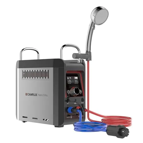 CAMPLUX Calentador de Agua a Gas Portátil con Bomba, 3L/min, Nano 3 Pro