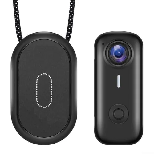 Cámara de acción magnética compacta con función de grabación continua, adecuada para uso de dashcam en ciclismo, deportes al aire libre y operación manual con estuche de ABS (negro)