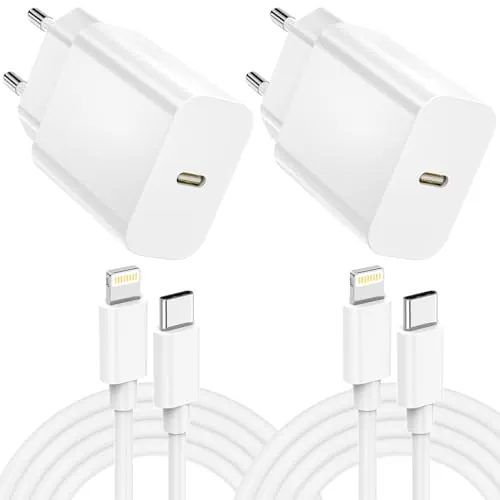 Cargador Phone Carga Rapida, 25W USB C Enchufe con 2M Cable Phone Carga Rapida Tipo C Cargador Rapido USB C Enchufe para Phone 14/14 Plus/14 Pro/14 Pro Max/13/12/11/XS/XS MAX/XR, Pad(2Pack)