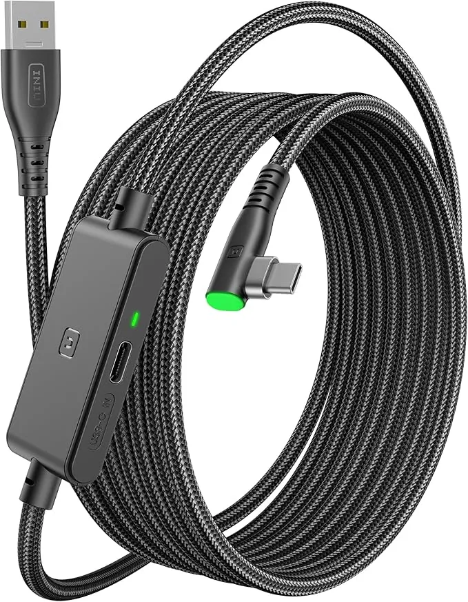 INIU Cable Link de 5m, Cable Link USB 3.0 a USB C con Meta Oculus Quest 3s, Quest 3 2 1, Quest Pro, Pico 4, PC Steam VR Accesorios, Transferencia de Datos de Alta Velocidad, Cable para Auriculares VR