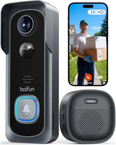 BOIFUN Timbre inalámbrico Exterior Impermeable, Instalación Sencilla, Negro
