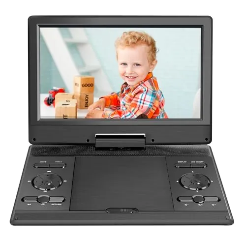 Reproductor de DVD portátil YOOHOO con pantalla HD, batería recargable, soporte USB/SD/AV, sincronización TV/proyector