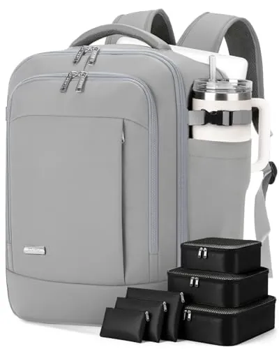 Lekespring Mochila 40x30x20 (24L) | con Compartimento Húmedo y 6 Bolsas Organizadoras - Negocios y Escuela - Gris Claro