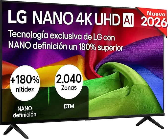 LG 50NU800B6LC - TV 50", Nano 4K UHD AI, Smart TV, WebOS 25 (Actualizable), Procesador Alpha 7 Gen9 AI, 144Hz, HDR10 y Dolby Digital Plus, Magic Remote, Alexa/Google Assistant, Negro