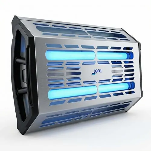 Jofel – AJ70000, Exterminador de insectos mediante láminas adhesivas, de 2 tubos de luz LED UV, para atraer insectos, potencia: 2x15 W (2 tubos)