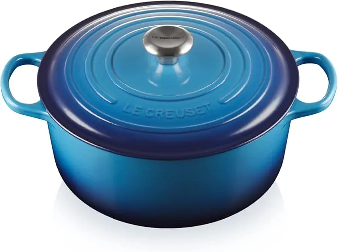 Le Creuset Cocotte redonda de hierro fundido, 28 cm, 6, 7 L, Todas Las Fuentes de Calor incluso inducción, Azure, 21177282202430