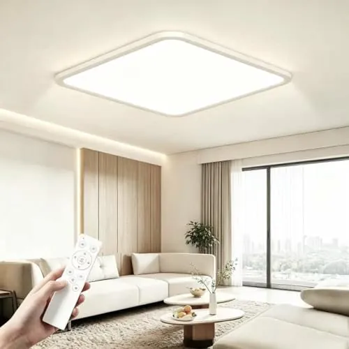 Kuwork Plafón LED Techo 42W Regulable 3000-6500K, Panel LED Superficie IP44 con Mando, Lámpara Cuadrada 40cm para Sala Dormitorio Cocina Baño y Pasillo