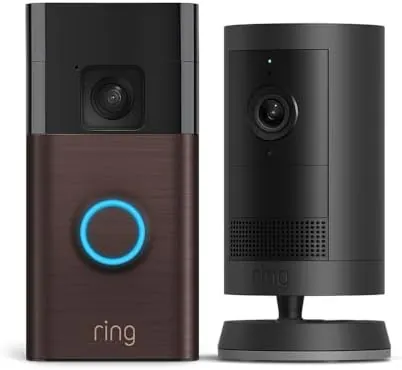 Novedad Ring | Cámara exterior Plus con batería (30 días gratis de Ring Home) + Ring videotimbre con batería (2024) I 30 días gratis de Ring Home