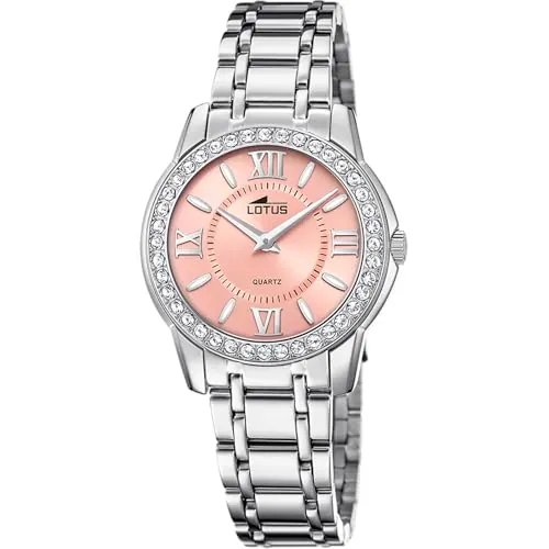 LOTUS Reloj Mujer Analógico de Acero Inoxidable 316l Plateado - Movimiento de Cuarzo - Cristal Mineral de Alta Resistencia - Resistente al Agua 5 ATM - Special Prices 18887/2