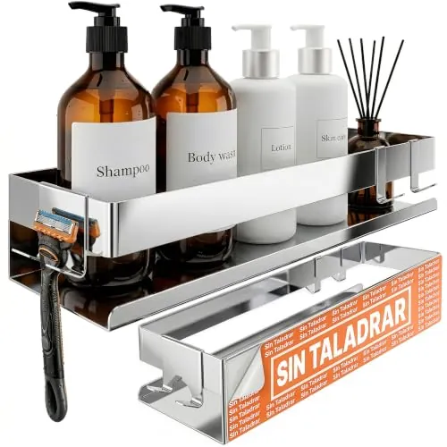 Minismus Estanteria Baño sin Tornillos, Estanteria Ducha Acero Inox Cromo | Estanteria baño, estanteria ducha, estante baño, accesorios baño sin taladro, acero inoxidable, cromo