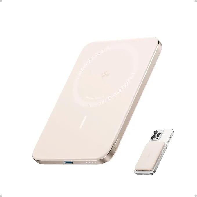 Anker Nano Certificado Qi2 15W Power Bank Magsafe ultradelgada de 5000 mAh, Cargador portátil Compatible con MagSafe,diseño ergonómico, Solo para iPhone 17/16 Pro Max/15/14