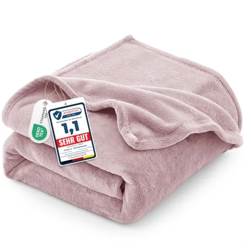CozyLux Manta Sofa 150x200 cm Rosa empolvado, Franela Suave de 260 g/m² | OEKO-TEX 100, Regalos de Cumpleaños para Mamá Ella, Manta Cama 90, Decoración Cálida del Hogar