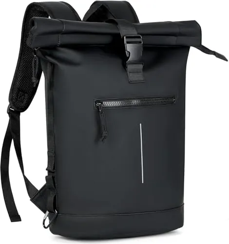 Lekeinchi Mochila Enrollable para Hombre, Mochila Impermeable Mujer para Portátil 17 Pulgadas, Elegante mochila de Viaje Mochilas tipo Casual para Viajes, Ciclismo, Escuela Uni, Negro