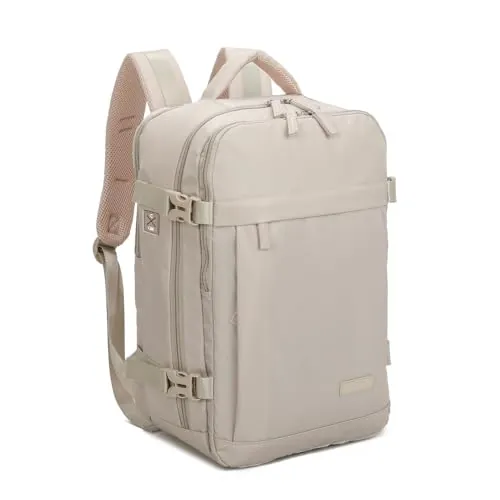 RAYKONG Mochila Cabina Ryanair 40x20x25cm (20L) | Mochila Viaje Avion Impermeable Compatible con Portátil 14 Pulgadas con Orificio de cable | Equipaje mano Alta Resistencia|Mochila Multiuso| Khaki