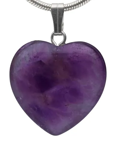 Lebensquelle Plus Colgante de corazón de piedra preciosa auténtica 2 × 2 cm | Colgante corazón con anilla de color plateado (Amatista)