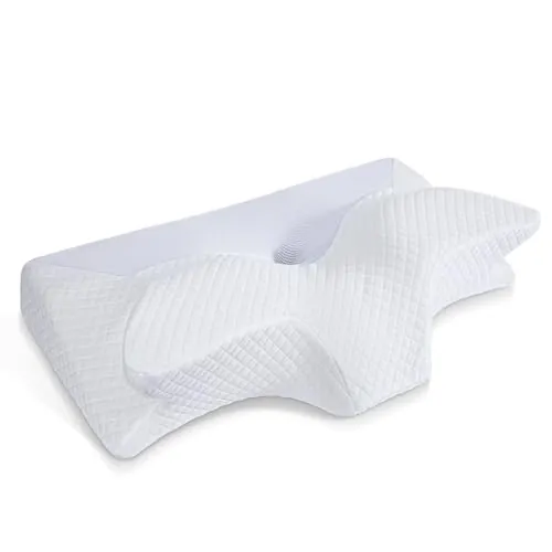 HOMCA Almohada Cervical de Espuma Viscoelastica, Almohada Ortopedica para Soporte de Cuello, Almohadas Ergonómico para Dormir de Lado y Boca Arriba, 70 x 40 x 8.5/14cm