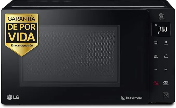 LG MH6535GIB - Microondas con grill, 1000 W, Smart Inverter, Display digital, Color Negro Transparente, 1000 W, 25 l