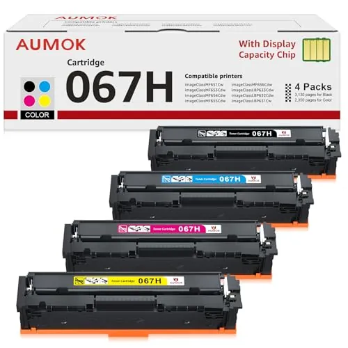 AUMOK 067H MF657Cdw Toner Compatibles para Canon 067 067H MF655Cdw MF651Cw