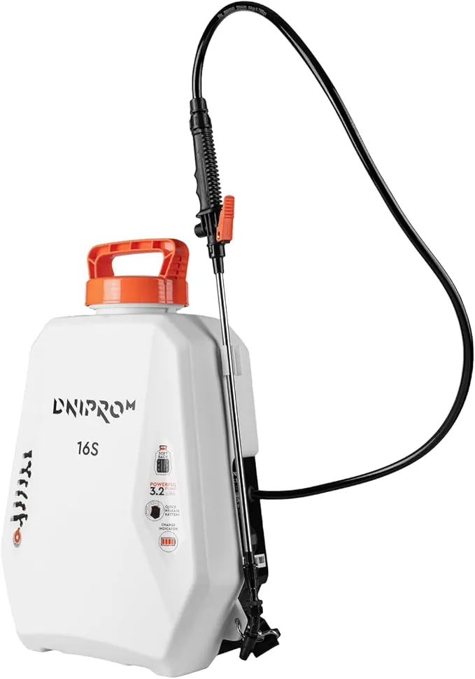 Pulverizador Eléctrico a Batería 16L – Motor Brushless, Presión 1,5–4 Bar, Boquilla Ajustable 0°–120°, Lanza 100 cm, 2 Velocidades – Uso Profesional Jardín y Agricultura – 16S