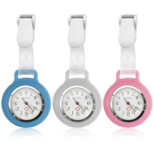 HOSPAOP Reloj de Enfermera con Clip, Analógico, Movimiento de Cuarzo, Reloj de Bolsillo de Silicona, para Mujeres y Hombres, Accesorios