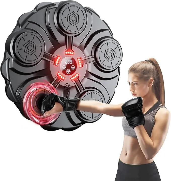 Máquina de Boxeo Música Adulto - LED Luces Music Boxing Machine con Guantes De Boxeo - 9 Velocidades Ajustables y Contables Inteligente Boxeo Pared Musical Maquina con Bluetooth para Niños
