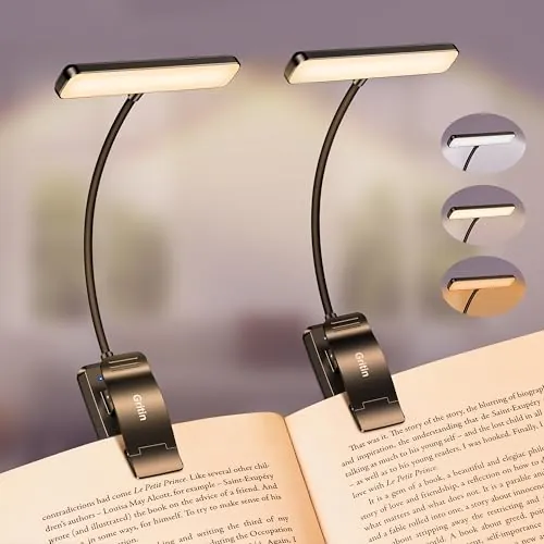 Gritin 19 LED Luz de Lectura, Lámpara de Lectura USB Recargable, 2 uds.
