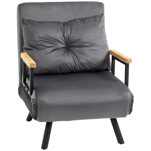 HOMCOM Sofá Cama de 1 Plaza 4 en 1 Plegable 63x73x81 cm Gris