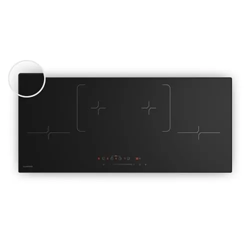 Klarstein Velaire Placa Inducción 90cm - 4 Zonas, 7000W Boost, Control Táctil, Temporizador, Bloqueo Infantil, Indicador Calor Residual, Vitrocerámica Inducción, Diseño Minimalista