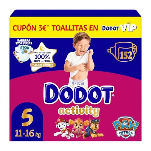 Dodot Pañales Bebé Activity Talla 5 (11-16 kg), 152 Pañales, Nuestro Nº1 en Absorción y Comodidad