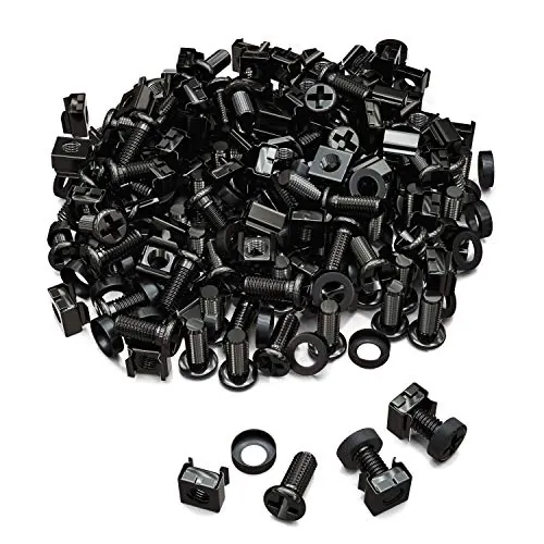 deleyCON 100x Juego de Tuercas Enjauladas M6 y Tornillos para Armario de Red Carcasa del Servidor 19 y 10 Pulgadas Montaje Juego - Negro