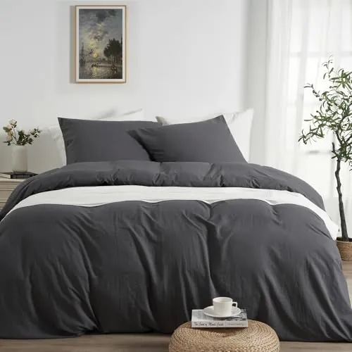 Duvetnova Funda Nórdica Cama 150 Gris, Microfibra Prelavada Súper Suave Tacto Algodón, Certificación Oeko-Tex, 1 Funda 240x220 + 2 Almohadas 50x80 cm