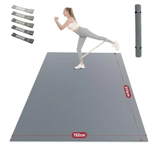 HAPBEAR Esterilla Deporte Grande, 213×152cm×8mm, Antideslizante Ultraduradero Esterilla Yoga para Ejercicio en Casa, Deporte Familiar, Colchoneta Gimnasia, Pilates, Gimnasia-Grey