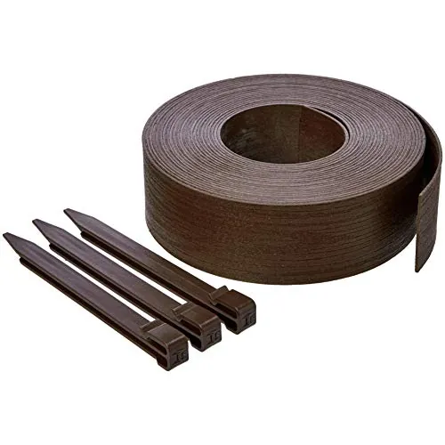 Amazon Basics Bordura para jardín con 10 estacas, 8 cm/3 pulgadas x 12 m/40 pies, Marrón