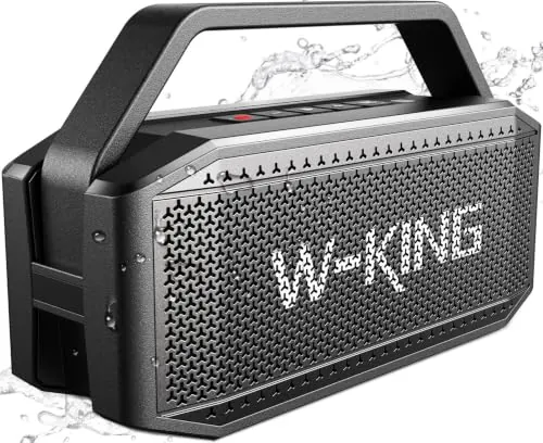 W-KING 100W Peak IPX7 Altavoz Bluetooth Potente Grande Exterior Portátil | 108dB Bajo Profundo, 60W Robusto Flotante Imperm. Speaker Boombox, AUX, Banco de energía, EQ, Tarjeta TF, Manos Libres, 40H