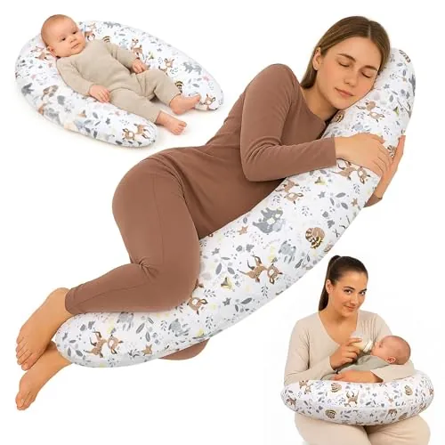 Cojín lactancia 190 cm almohada embarazada Pregnancy Pillow maternidad | favorece distintas posturas de lactancia alivia tras la cesárea relleno mullido que mantiene la forma – Ciervo